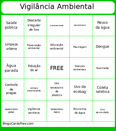 Vigilância Ambiental Bingo Card