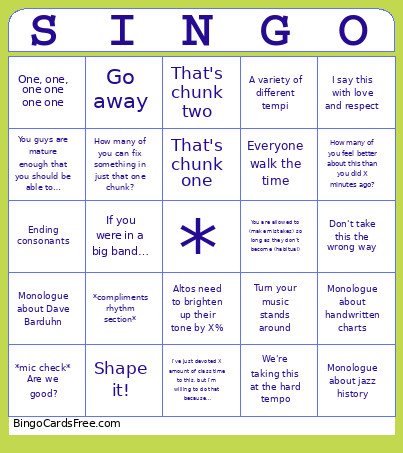 Vijay Singo Bingo Card