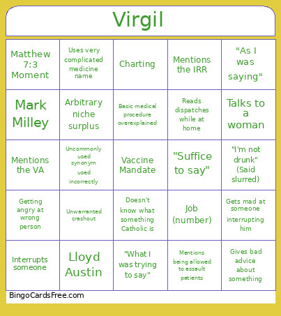 Virgil Bingo Card