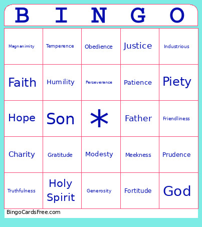Virtue Bingo Card 2