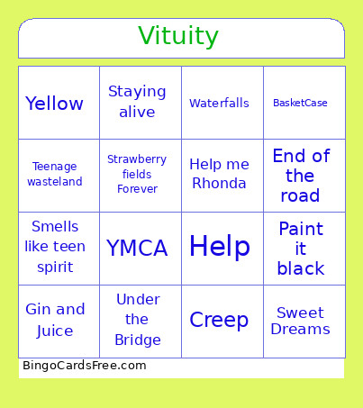 Vituity Bingo Card
