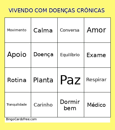 VIVENDO COM DOENÇAS CRÔNICAS Bingo Card