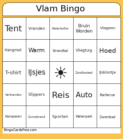 Vlam Bingo Card