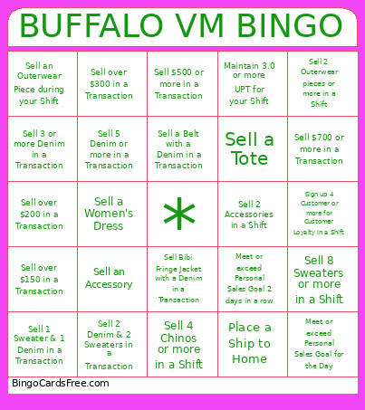 VM November Bingo Card