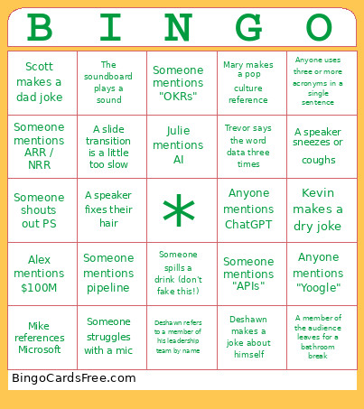 VM Retreat Bingo Card