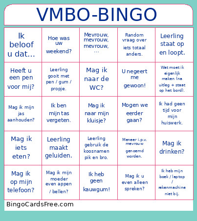 VMBO- Bingo Card