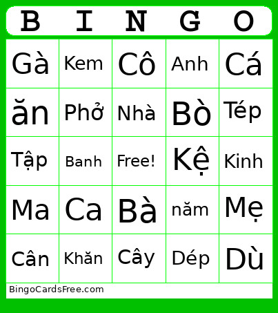 VN1Bing Bingo Card