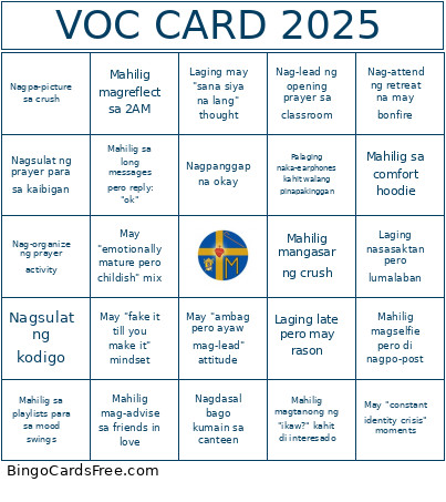 VOC 2025 Bingo Card