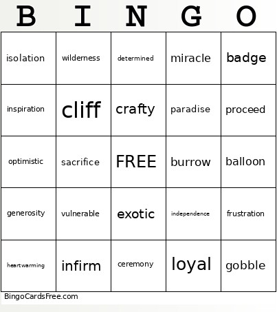 VOC112 Bingo Card