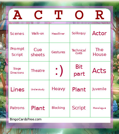 Vocab Bingo Card