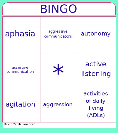 Vocab 1 Bingo Card