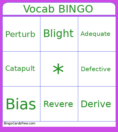 Vocab Bingo Card