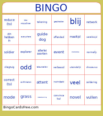 Vocab Unit 1-4 Bingo Card