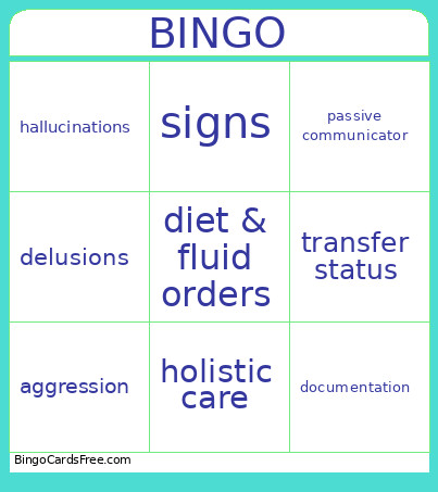 Vocabulary #1 Bingo Card