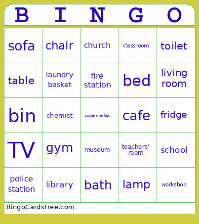 Vocabulary Bingo Card