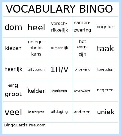 VOCABULARY BINGO
