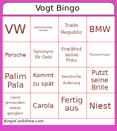 Vogt- Bingo Card