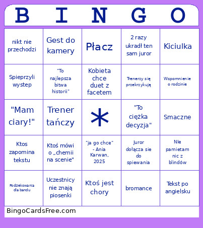 Voice Of Poland Bingo Card