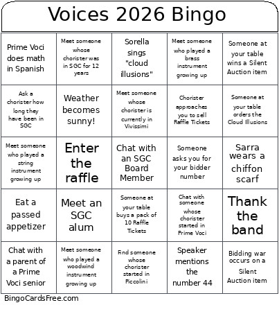 Voices 2026 Bingo Card