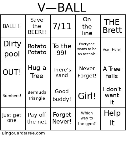 Volleyball Bingo Card