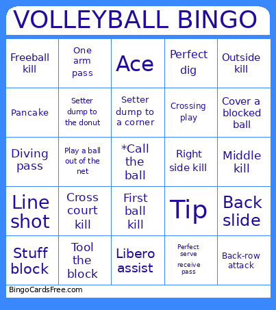 VOLLEYBALL Bingo Card 3