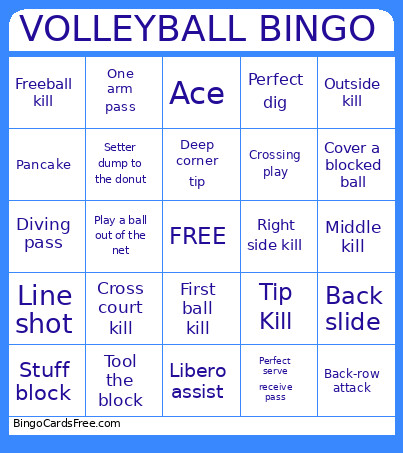 VOLLEYBALL Bingo Card