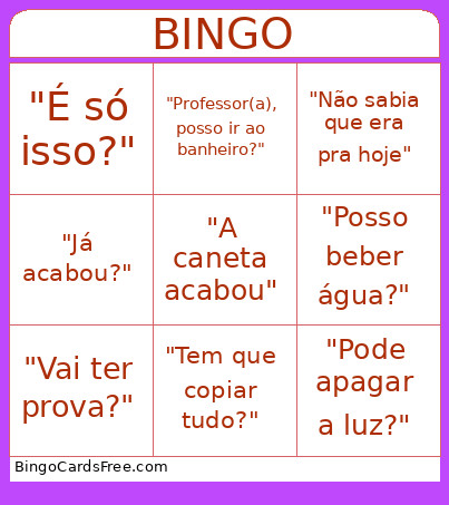 Volta às Aulas! Bingo Card
