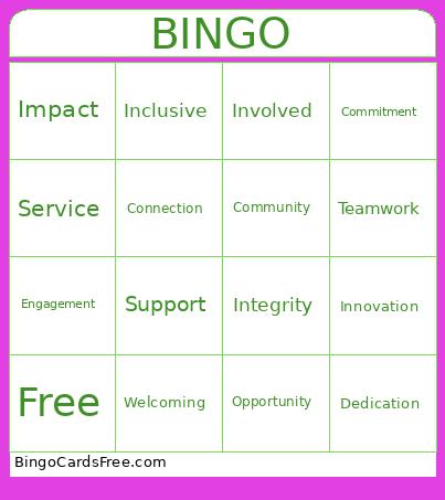 Volunteer Bingo Card