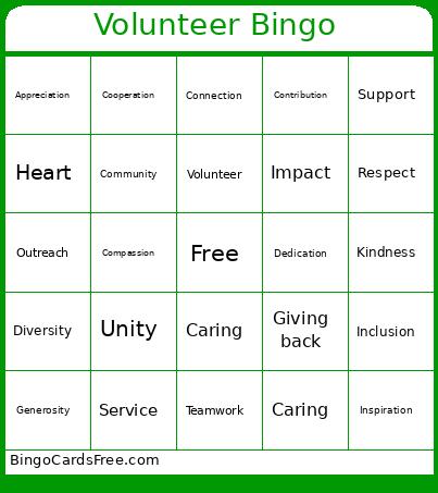 Volunteer Bingo Card