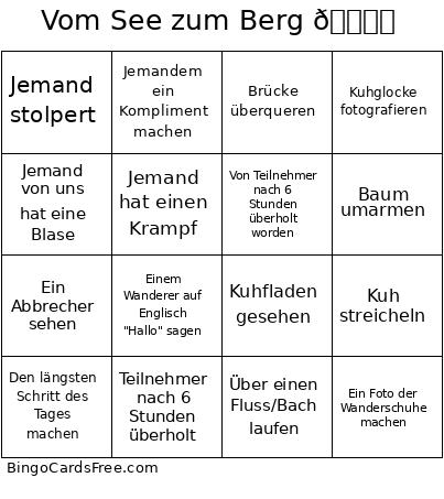 Vom See zum Berg 🏝️⛰️ Bingo