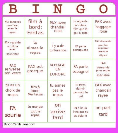 VOYAGE EN EUROPE Bingo Card