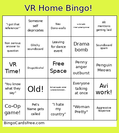 VR Home ! Bingo Card