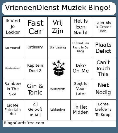 VriendenDienst Muziek ! Bingo Card