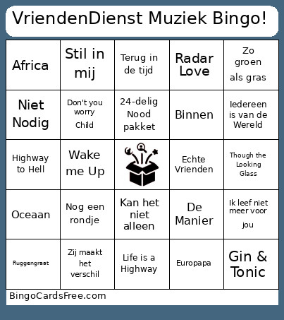 VriendenDienst Muziek ! Bingo Card 2