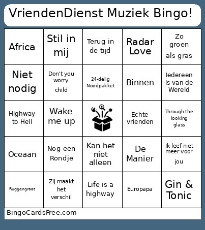 VriendenDienst Muziek ! Bingo Card