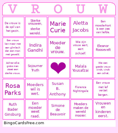 Vrouwen Bingo Card