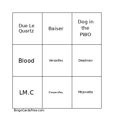 VSS Bingo Card