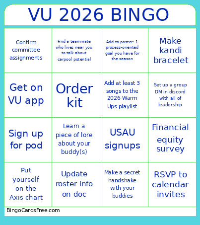 VU 2026 Bingo Card