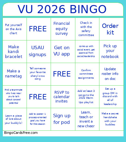 VU 2026 Bingo Card 2