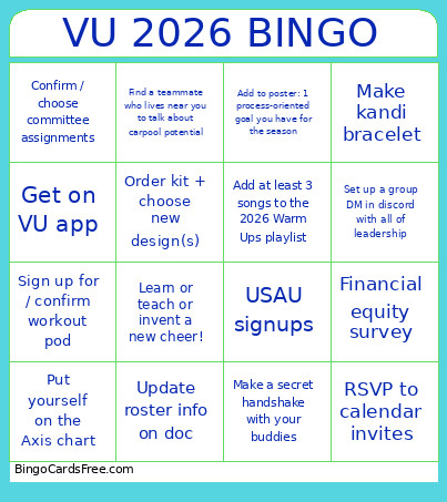 VU 2026 Bingo Card