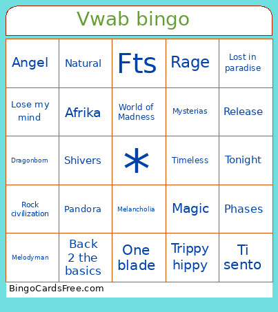 Vwab Bingo Card