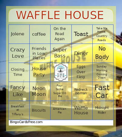 Waffle House Bingo Card