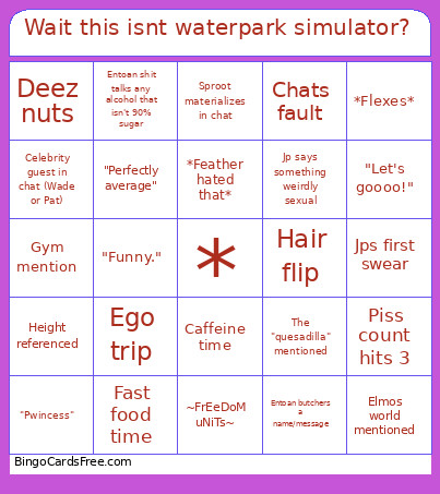 Wait This Isnt Waterpark Simulator? Bingo Card 2