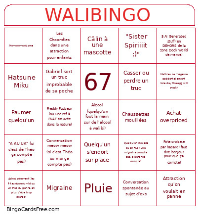 WALI Bingo Card