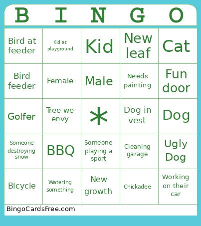 Walk Adventures Bingo Card