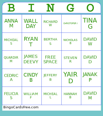 WALL DAY Bingo Card