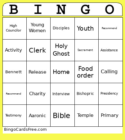 Ward Council Bingo Card