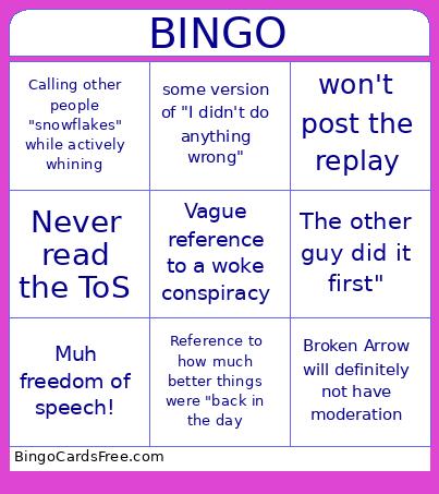 WARNO Ban Bingo Card