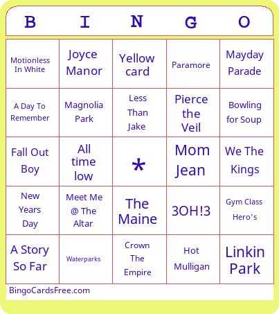 Warped tour 2025 bingo