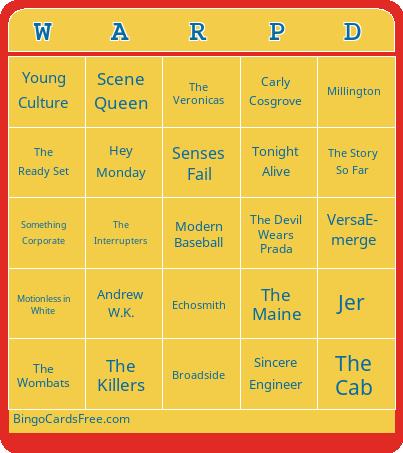 Warpedingo Bingo